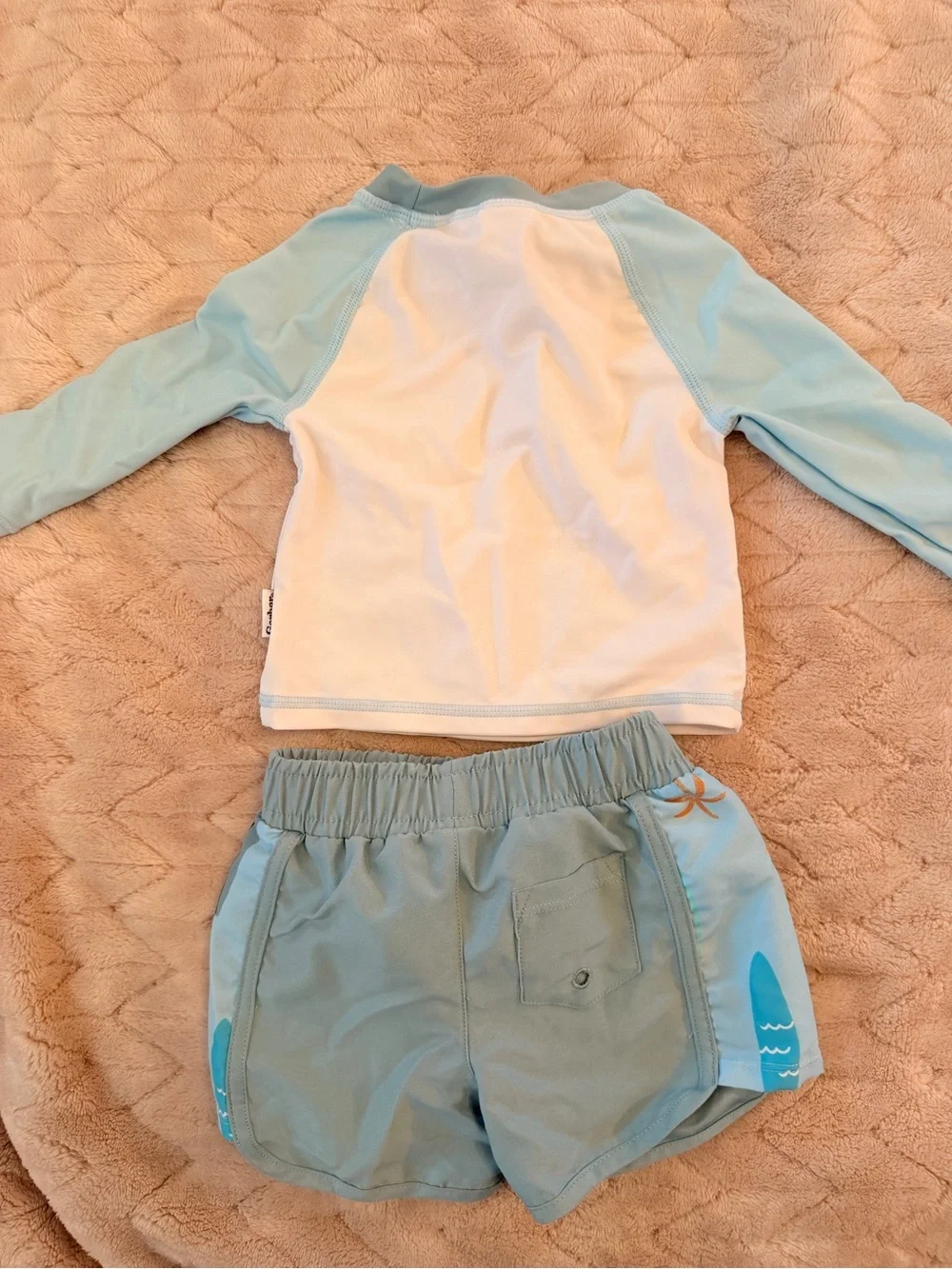 Gerber Children's Light Blue Palm Rash Guard Set - Cute Beach Swimwear